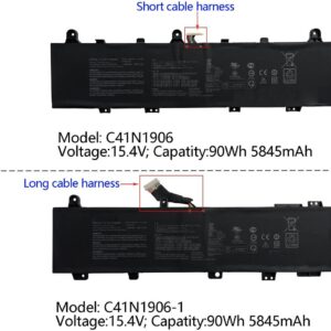 Pin laptop Asus TUF A15 FA506 FA566 FX506 FX566, TUF A17 FA706 FA766 FX706 FX766, TUF506 TUF566 TUF706 TUF766, ROG Zephyrus Duo 15 GX550, ROG Zephyrus Duo 15 SE GX551, C41N1906-1 (ZIN) – 4 CELL *CÁP DÀI 7CM*