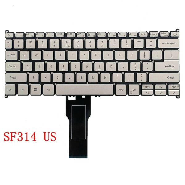 Bàn phím laptop Acer Swift SF114-31, SF114-32, SF314-41, SF314-54 – Có nút nguồn, cáp thẳng, màu bạc