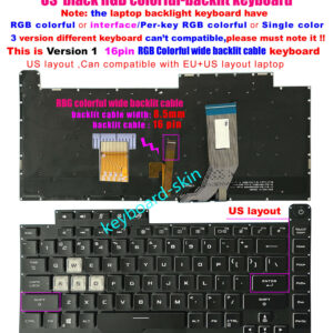 Bàn phím laptop Asus ROG Strix Scar III G G531 GL531 GL531G G512 G512L (LED RGB, BH 6TH) *CÁP LED DẸP 16 CHÂN*