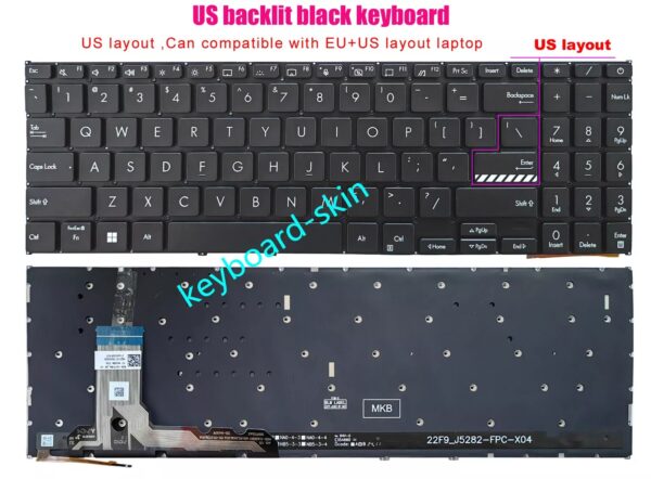 Bàn phím laptop Asus VivoBook X1504, K3605, K3504, M3504, S3504, M3605, M3503, E1504 – Màu đen, có LED, bảo hành 6 tháng