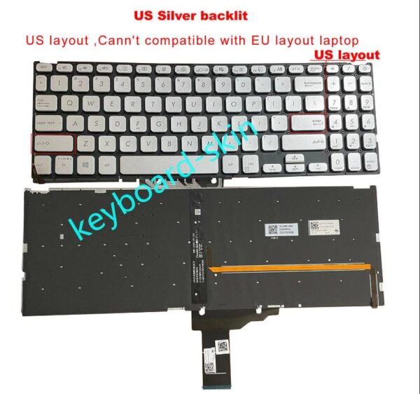 Bàn Phím Laptop Asus Vivobook X509 X509fa X509f X509fj X509ua X509ma X509ja F509 F509jp F509ma F509ub F509jb F509ja M509 Y5200f Y5000f Y5200fb Fl8700 Bạc (Có Đèn, Bh 6th)