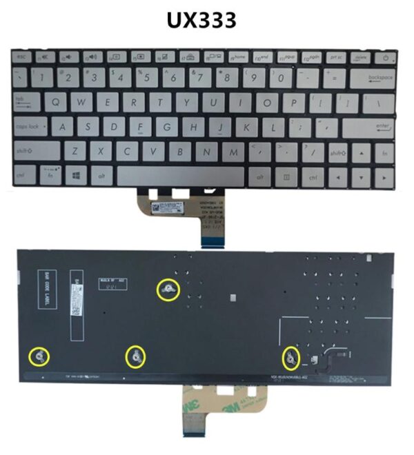 Bàn Phím Laptop Asus Zenbook 13 Ux333 Ux333f Ux333fn Uf3300f Ux334 Ux334u Ux334ua Ux334a U334u – BẠC (Có Đèn)
