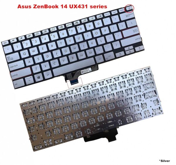 Bàn phím laptop Asus ZenBook 14 UX431 UX431FL UX431FLC UX431FA UX431FN UX431DA, VivoBook S14 S431F S431FA S431FL BẠC (CÓ ĐÈN)