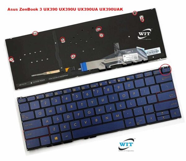 Bàn phím laptop Asus Zenbook UX390 UX390U UX390UA ĐEN (CÓ ĐÈN)