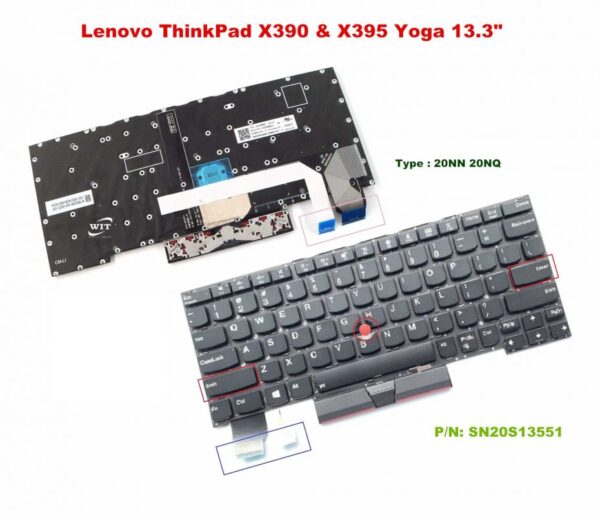 Bàn phím laptop Lenovo Thinkpad Yoga X390 X395, 20NN 20NQ (PHÍM ÂM KO KHUNG)