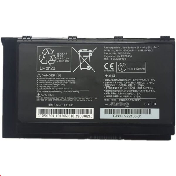 Pin laptop Fujitsu Celsius H780 H980, FPB0334 FPCBP524Z FMVNBP243B (ZIN) – 8 CELL