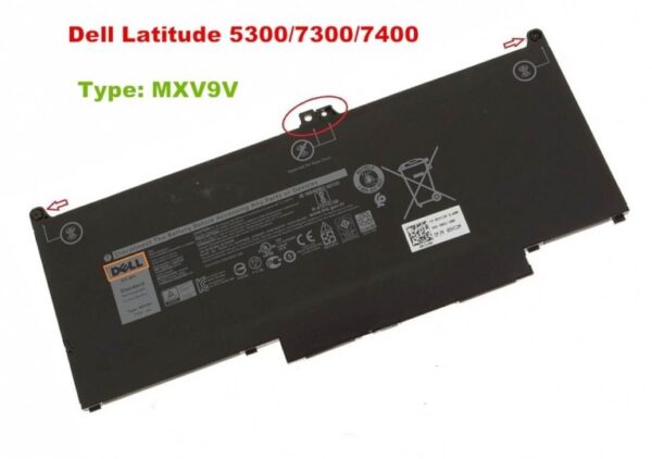 Pin laptop Dell Latitude 5300 7300 7400, MXV9V (ZIN) – 4 CELL