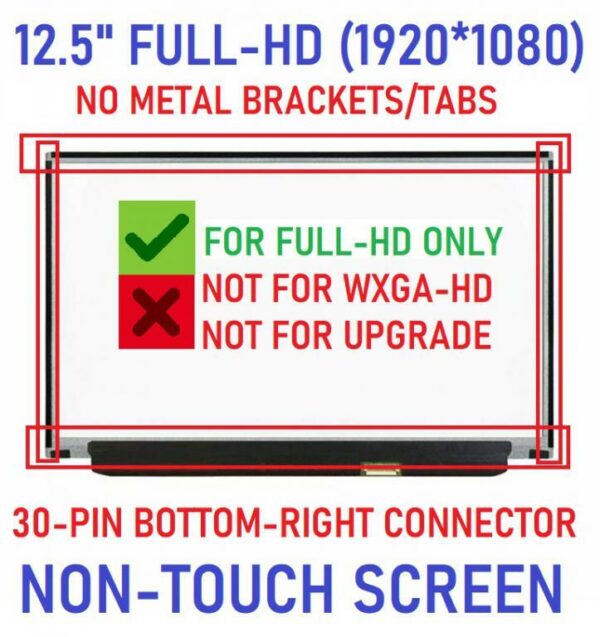 Màn hình laptop Lenovo Thinkpad X240 X250 X260, Dell Latitude 7280 7290 – 12.5″ LED SLIM FHD (KO PÁT, 30PIN)