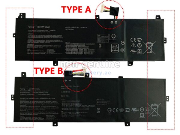 Pin laptop Asus ZenBook UX430 UX430UA UX430UQ – UX430 C31N1620 (TYPE A, CÁP CONG TRÁI) (ZIN) – 3 CELL