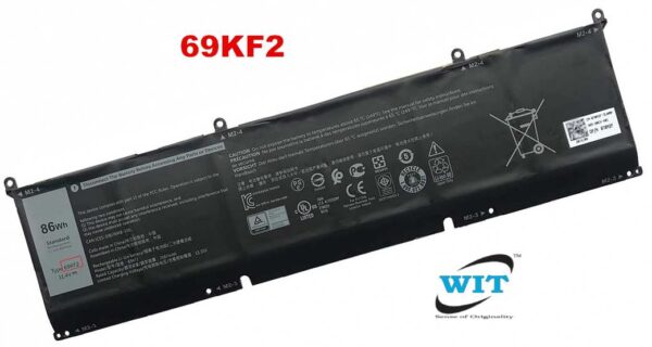 Pin laptop Dell XPS 15 9500 9510 9520, Precision 5550 5560 5570, Dell Inspiron 16 7610 7620, Dell Gaming G15 5510 5511 5515 5520, Alienware M15 R3 R4 R5 R6 R7, Alienware M17 R3 R4, 69KF2 86WH (ZIN) – 6 CELL *KO KÉN WH*